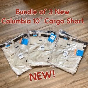 Columbia Silver Ridge OmniShade 10” Cargo Short Bundle of 3, Tan/Khaki, size 34